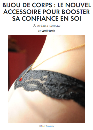 Article Elle Belgique - interview sur les bijoux de corps sexOpepite- Laure Bouquery, coach de vie et sexologue, Bruxelles, 2023